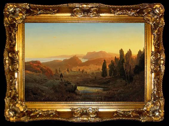 framed  Andreas Achenbach Paesaggio italiano, ta009-2